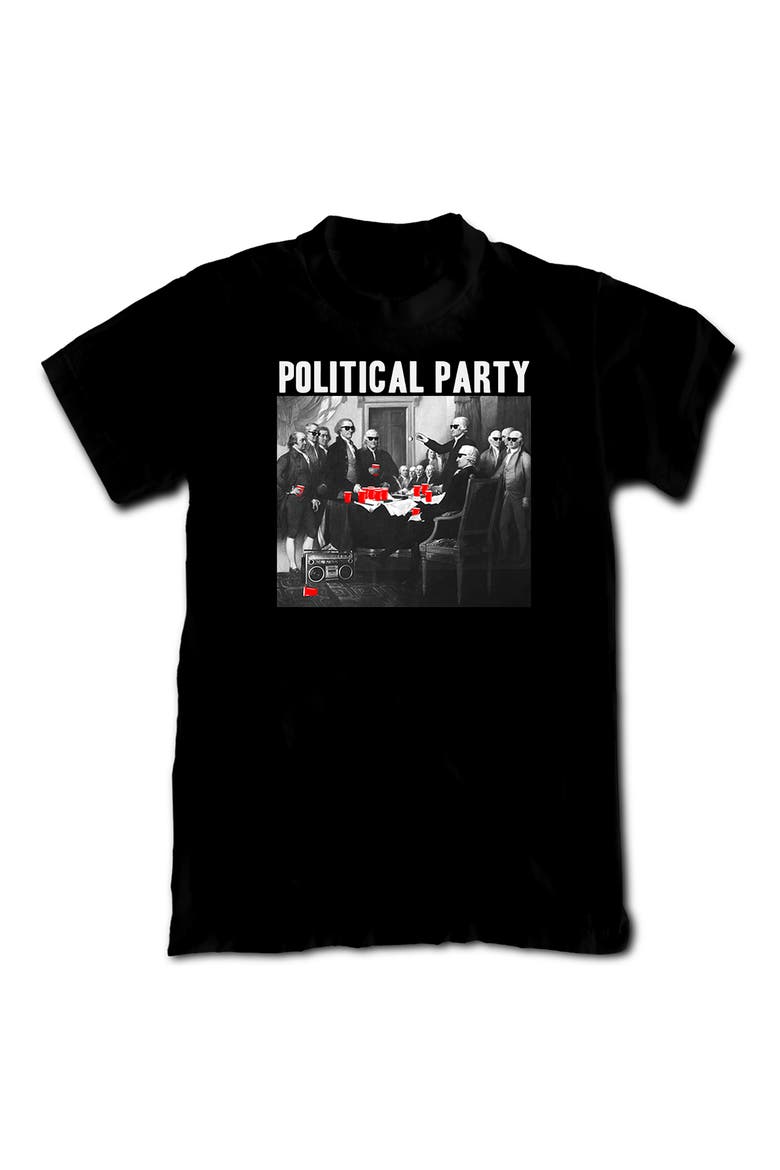 Political Party Cotton Crew T-Shirt, Main, color, BLACK