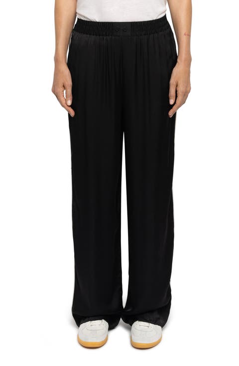 Pin Satin Wide Leg Pants