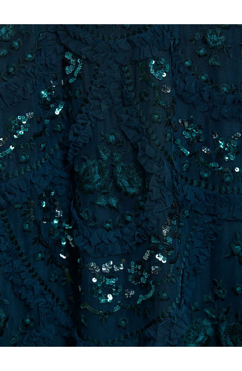 Needle & Thread Carmen Ruffle Maxi Dress, Alternate, color, Emerald