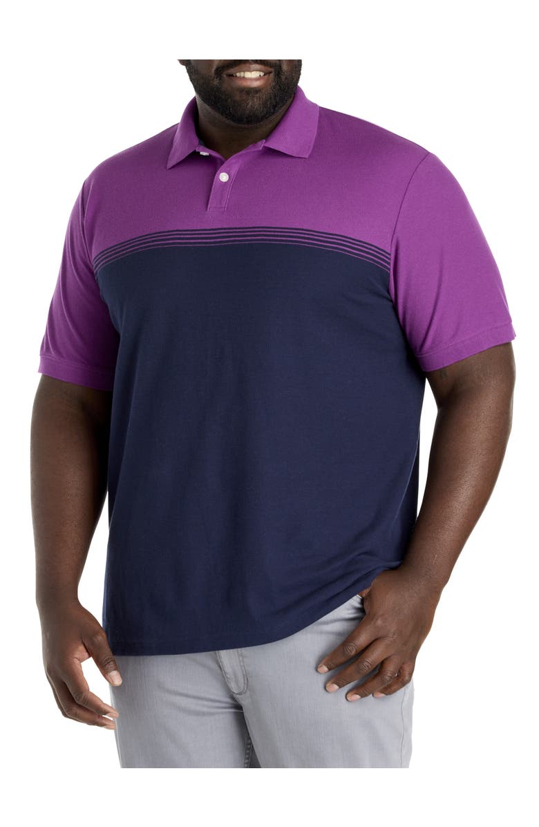 Harbor Bay by DXL Big & Tall Colorblocked Polo Shirt, Main, color, Purple Multi