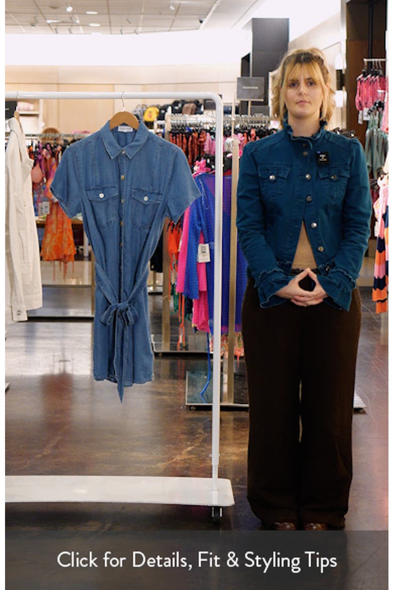 Short Sleeve Tie Belt Denim Shirtdress video