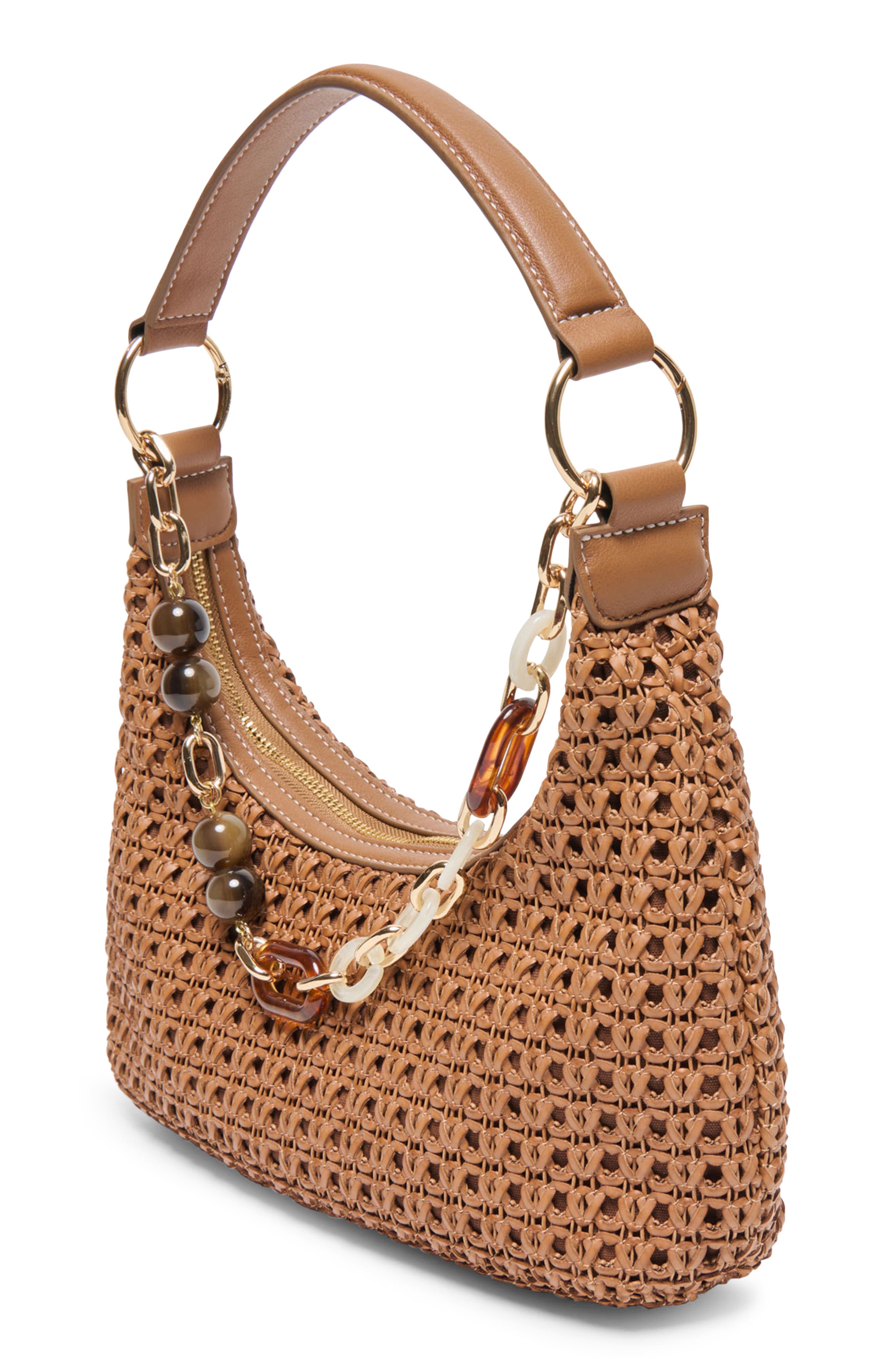Dolce Vita Poppie Woven Faux Leather Shoulder Bag, Alternate, color, Saddle