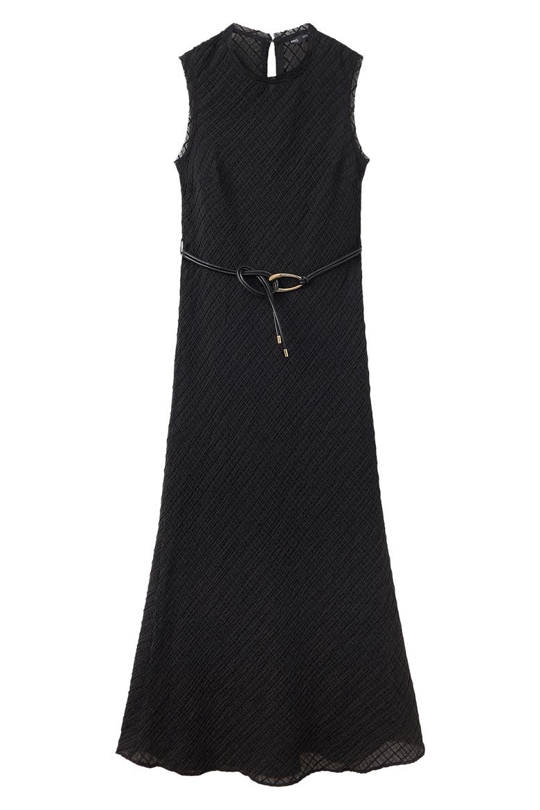 Ruched Belted Midi Dress, Main, color, BLACK BROWN
