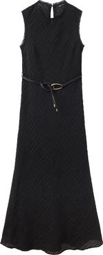 MANGO Ruched Belted Midi Dress