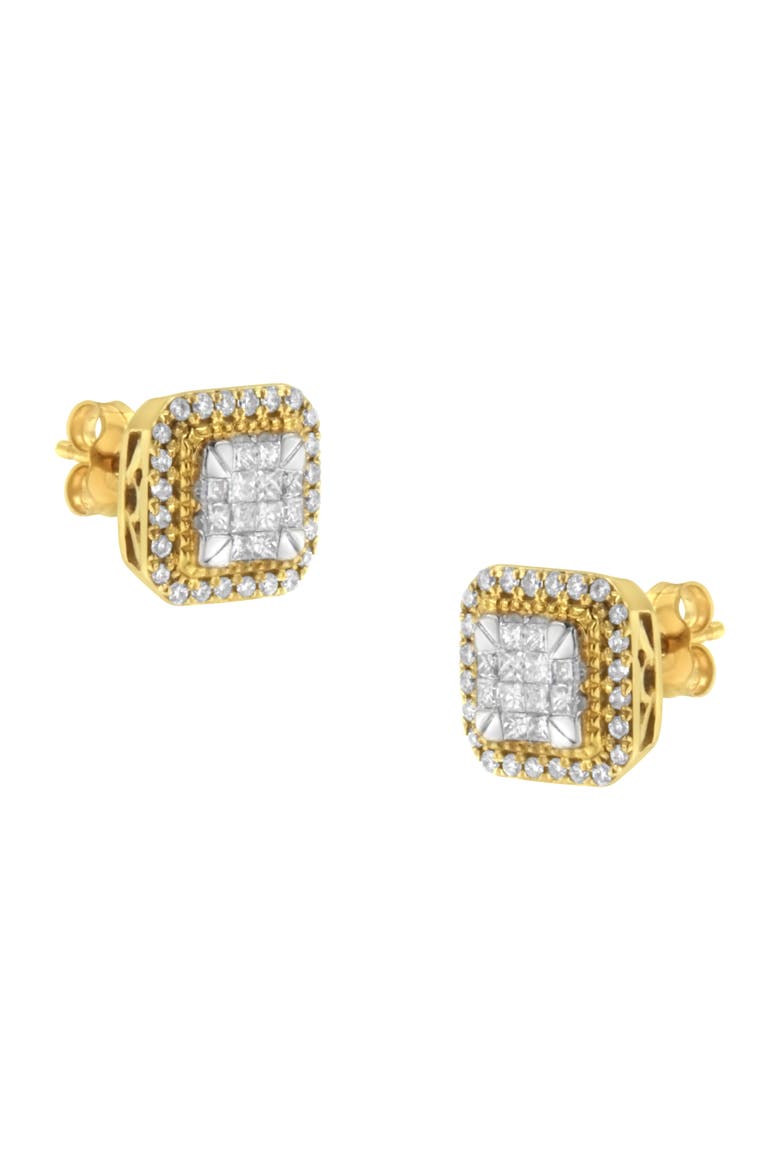10KT Yellow Gold Diamond Stud Earrings, Main, color, Yellow