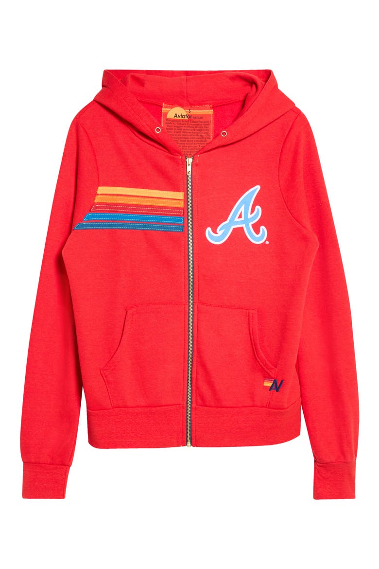 Atlanta Braves Full Zip Graphic Hoodie, Alternate, color, RED