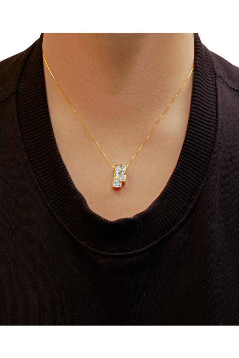 14K Yellow Gold 1 1/2 cttw Diamond Geometric Pendant Necklace, Alternate, color, Yellow