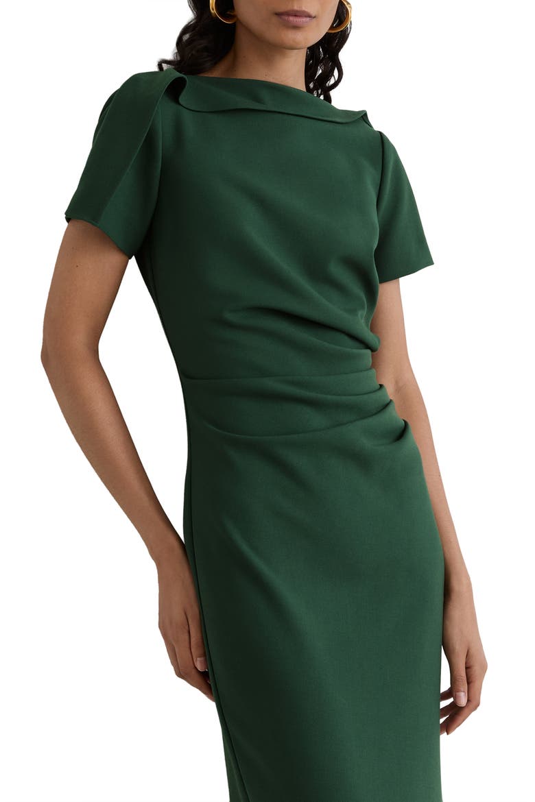 Hilary Ruched Cowl Neck Midi Dress, Alternate, color, TEAL GREEN