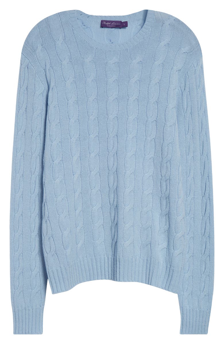 Ralph Lauren Purple Label Cable Stitch Cashmere Crewneck Sweater, Alternate, color, Chambray Blue