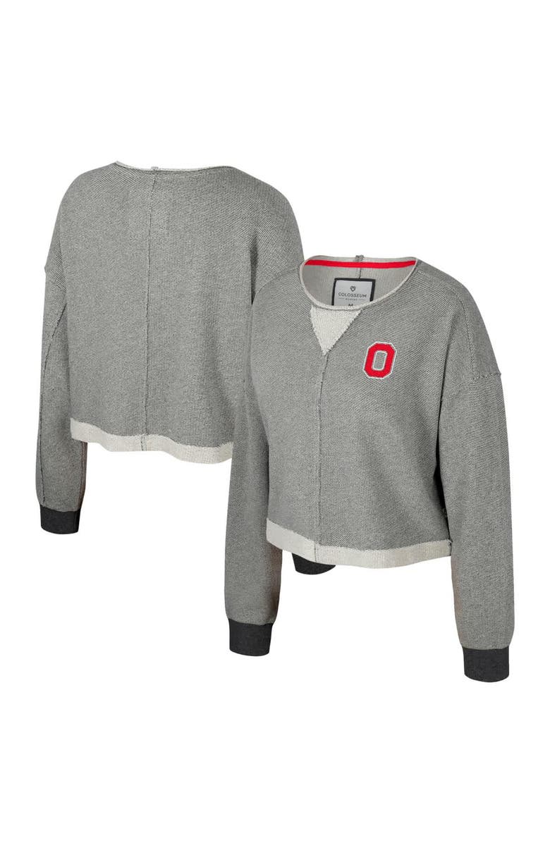 COLOSSEUM Women's Colosseum Charcoal Ohio State Buckeyes Magnum Scoop Neck Cropped Pullover Sweatshirt, Main, color, Charcoal