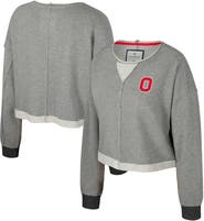 COLOSSEUM Women's Colosseum Charcoal Ohio State Buckeyes Magnum Scoop Neck Cropped Pullover Sweatshirt