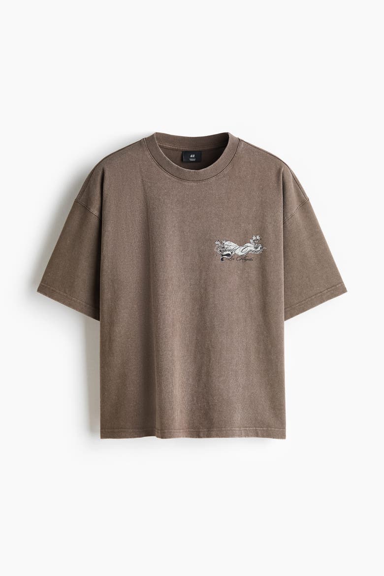 Oversized Boxy Printed Cotton T-Shirt, Alternate, color, Dark taupe/Field Goods