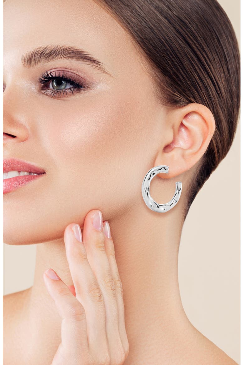 Set of 3 Silvertone Plated Earrings, Main, color, SILVER