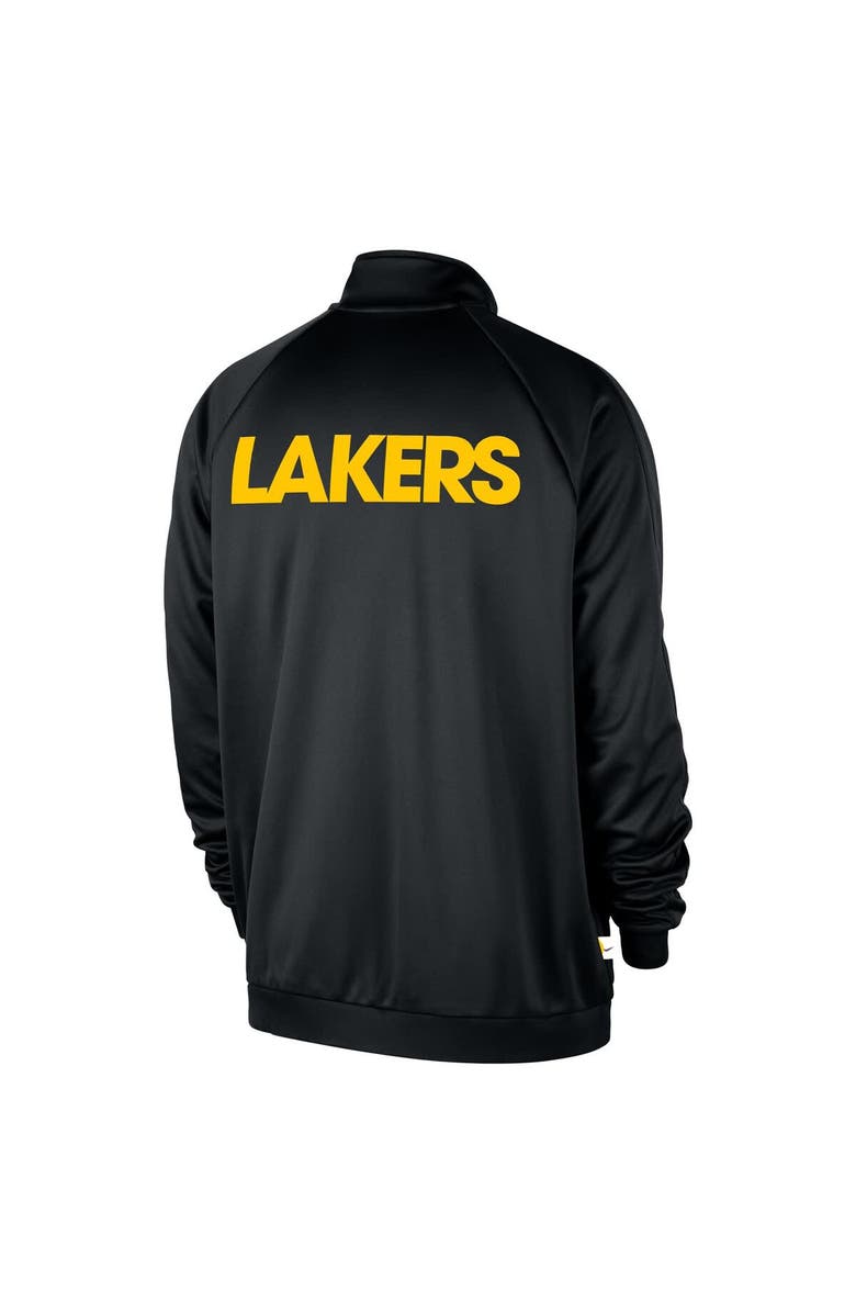 Nike Men's Nike Black Los Angeles Lakers Courtside Pique Club Full-Zip Track Jacket, Alternate, color, Black