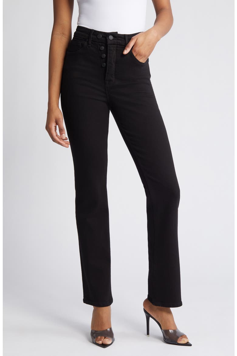 Good Icon Super Compression Straight Leg Jeans, Main, color, BLACK001