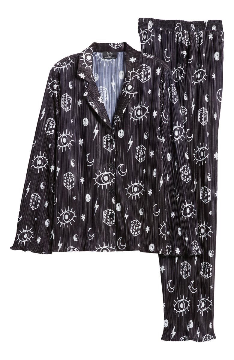 Dressed in Lala Notched Collar Plissé Top & High Waist Pants Set, Alternate, color, 