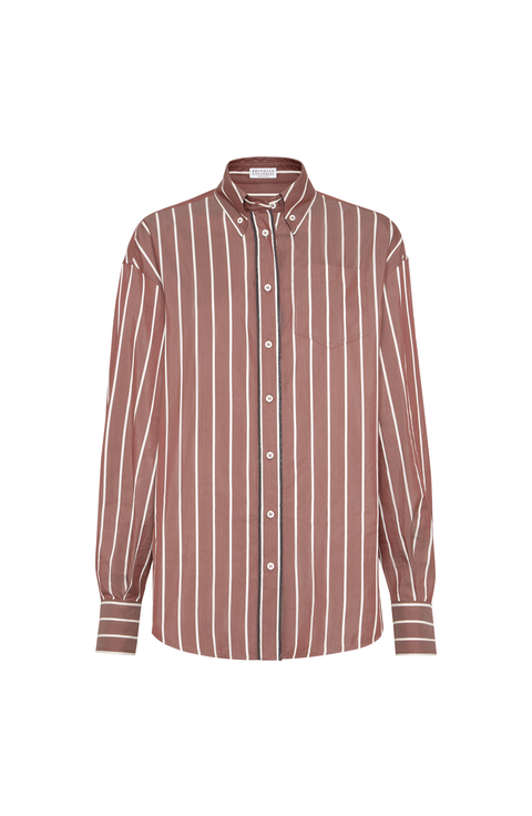 Striped poplin shirt