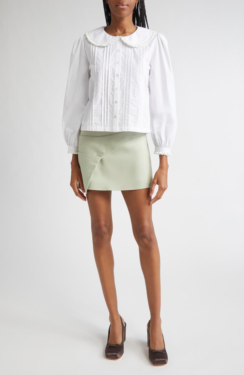 Sandy Liang Crayon Eyelet Trim Cotton Poplin Shirt, Alternate, color, White