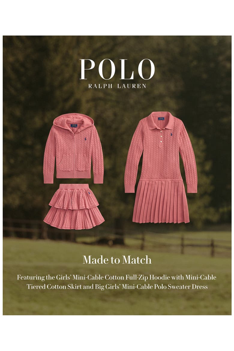 Kids' Mini Cable Cotton Cardigan Hoodie, Alternate, color, PINK
