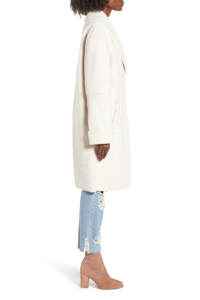 Faux Shearling Long Coat, Alternate, color, IVORY