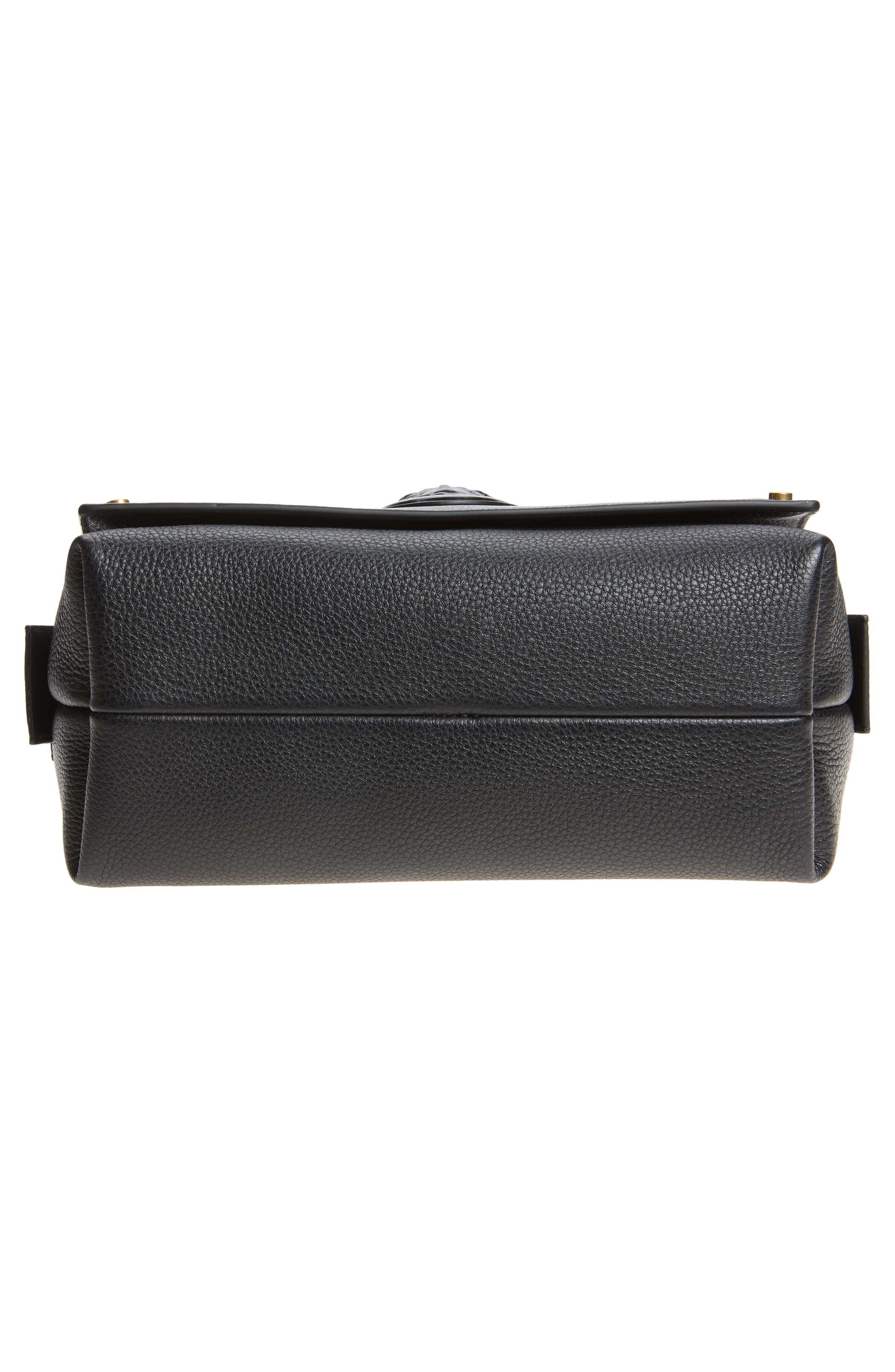 Small Leather Messenger Bag, Alternate, color, BLACK-GOLD 82