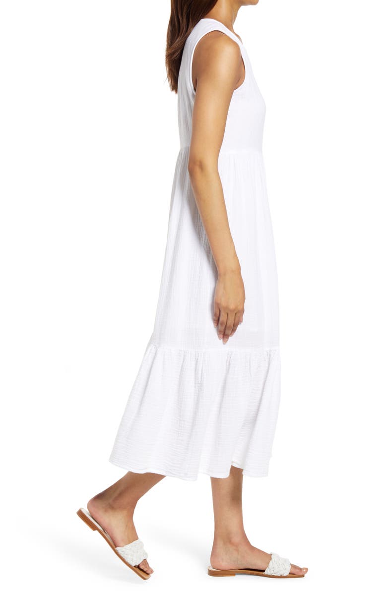 beachlunchlounge Reana Sleeveless Cotton Double Cloth Midi Dress, Alternate, color,