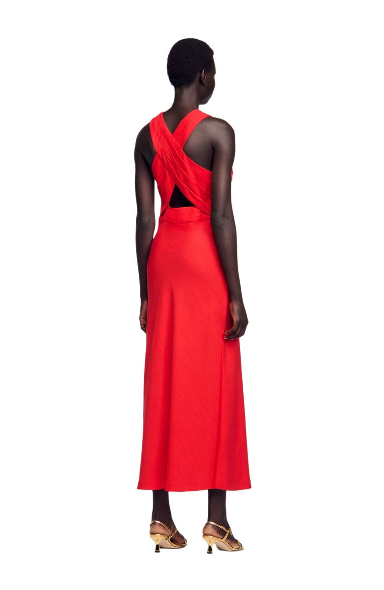 SANDRO Long wraparound dress, Alternate, color, Red