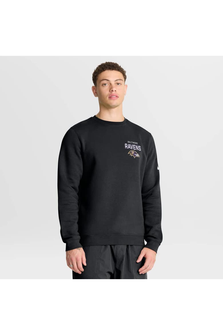 Men's Nike Black Baltimore Ravens Primetime Club Fleece Pullover Sweatshirt, Main, color, Black