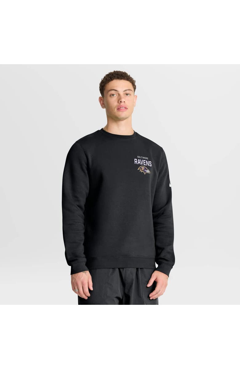 Nike Men's Nike Black Baltimore Ravens Primetime Club Fleece Pullover Sweatshirt, Main, color, Black