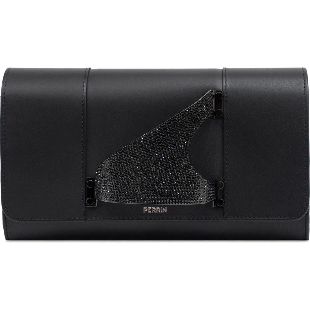Perrin Paris L'eiffel Swarovski Strass Clutch In Black