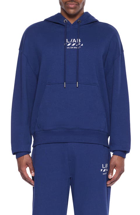 Diagonal Stripe Logo Cotton French Terry Graphic Hoodie