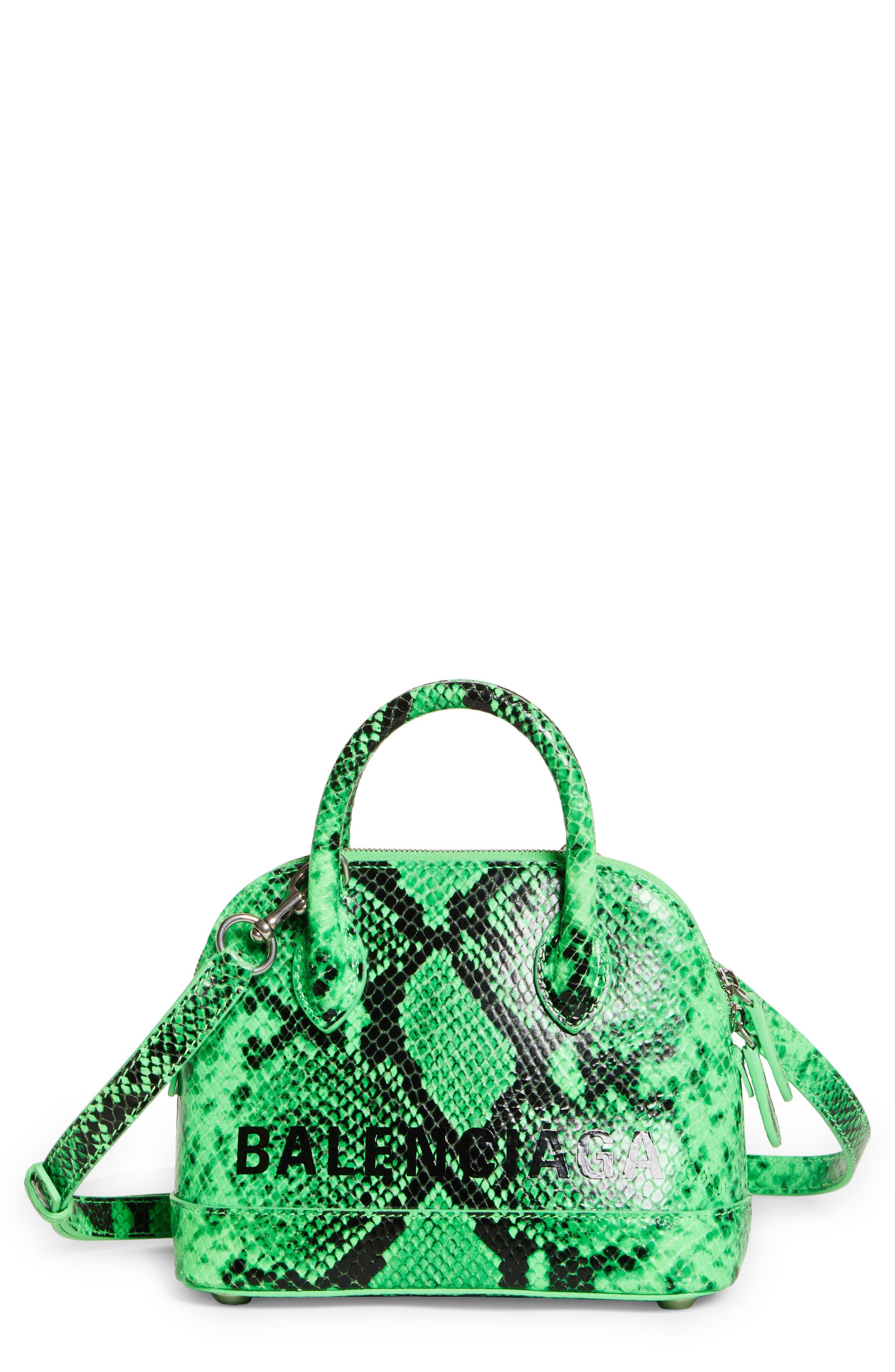Extra Extra Small Ville AJ Snake Embossed Leather Satchel, Main, color, FLUO GREEN BLACK