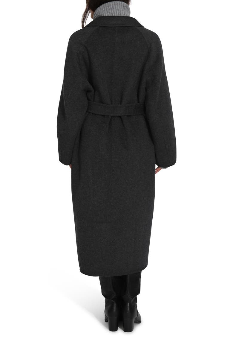 Belted Wool Blend Coat, Alternate, color, BLACK