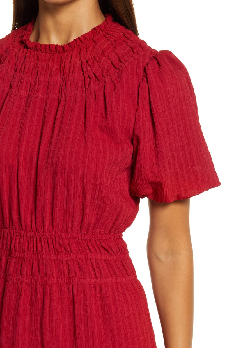 Adelyn Rae Vero Texutred Smock Detail Midi Dress, Alternate, color,