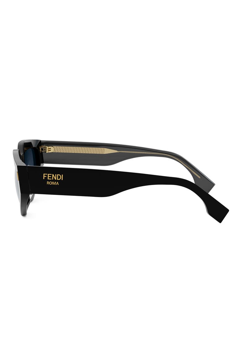 Roma 54mm Geometric Sunglasses, Alternate, color, SHINY BLACK / BLUE