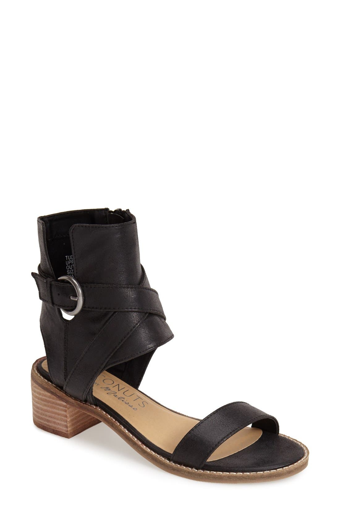 Coconuts by Matisse 'Tudor' Ankle Cuff Sandal, Main, color, BLACK