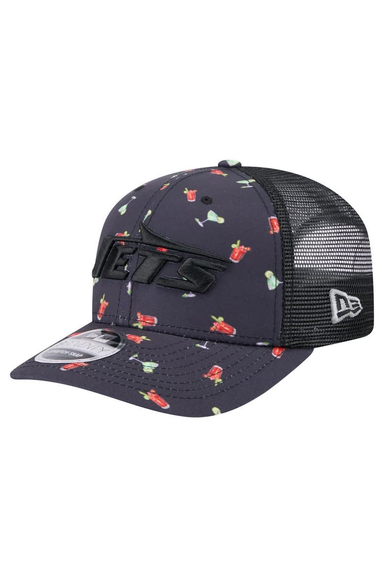 Men's New Era  Navy/Black New York Jets Adventure Drinks Pattern 9SEVENTY Stretch-Snap Hat, Main, color, Navy