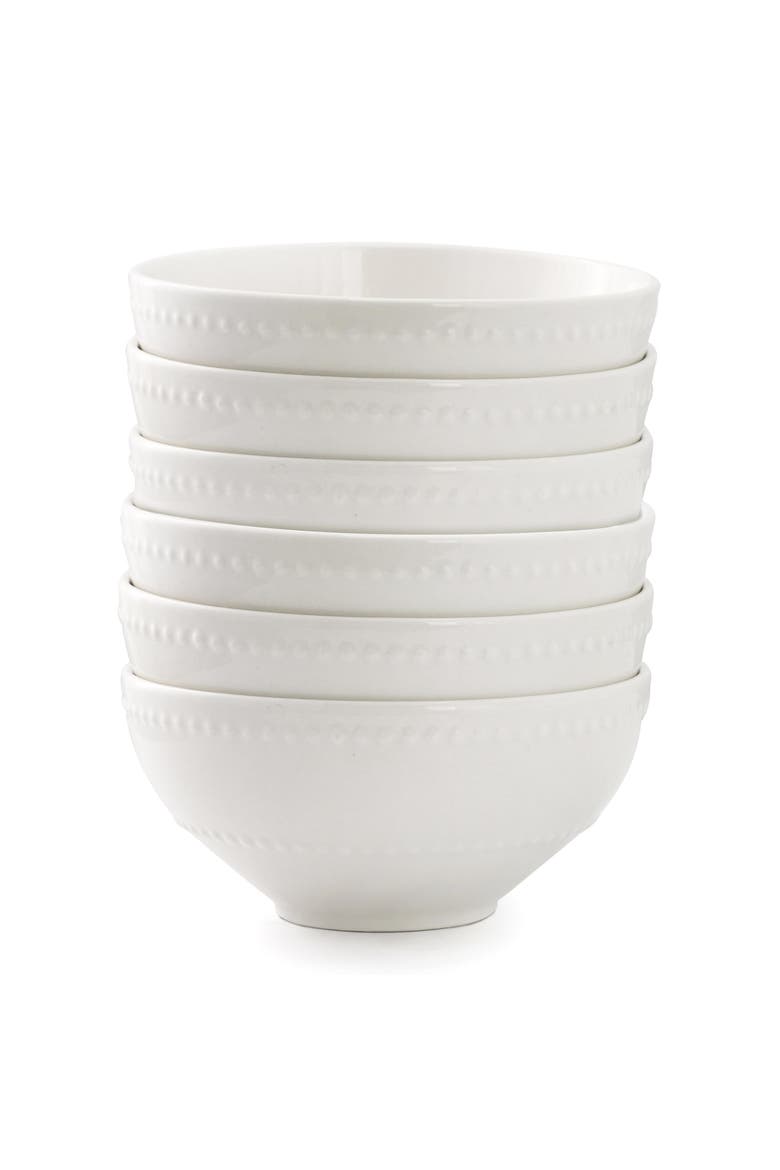 6 Piece Stoneware Cereal Bowl Set in White, Alternate, color, White