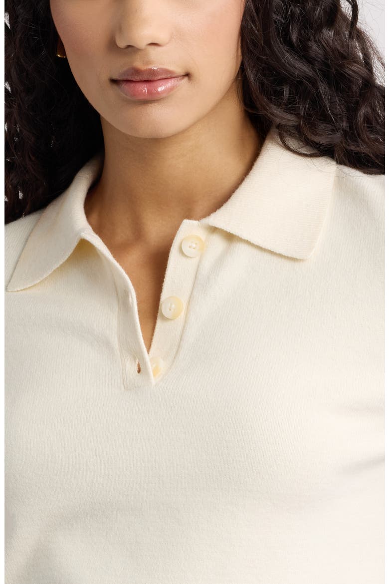 Short Sleeve Polo Sweater, Alternate, color, IVORY DOVE