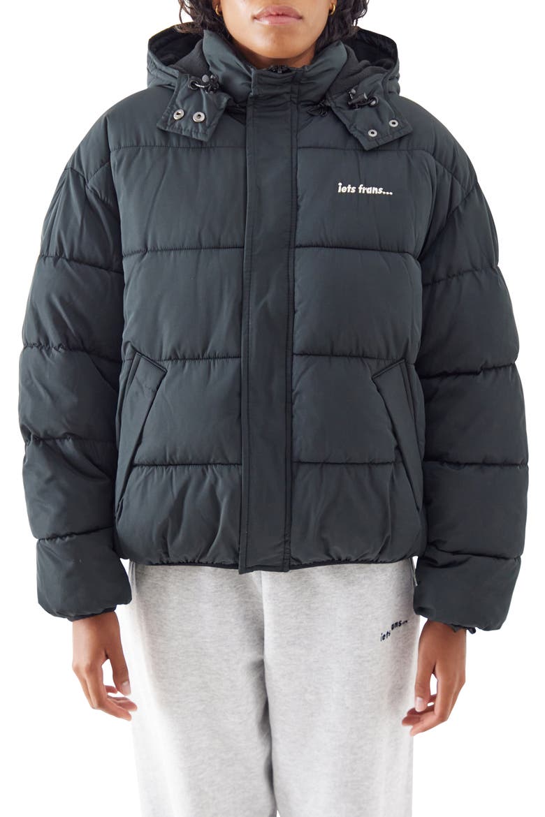 Hooded Puffer Jacket, Main, color, BLACK