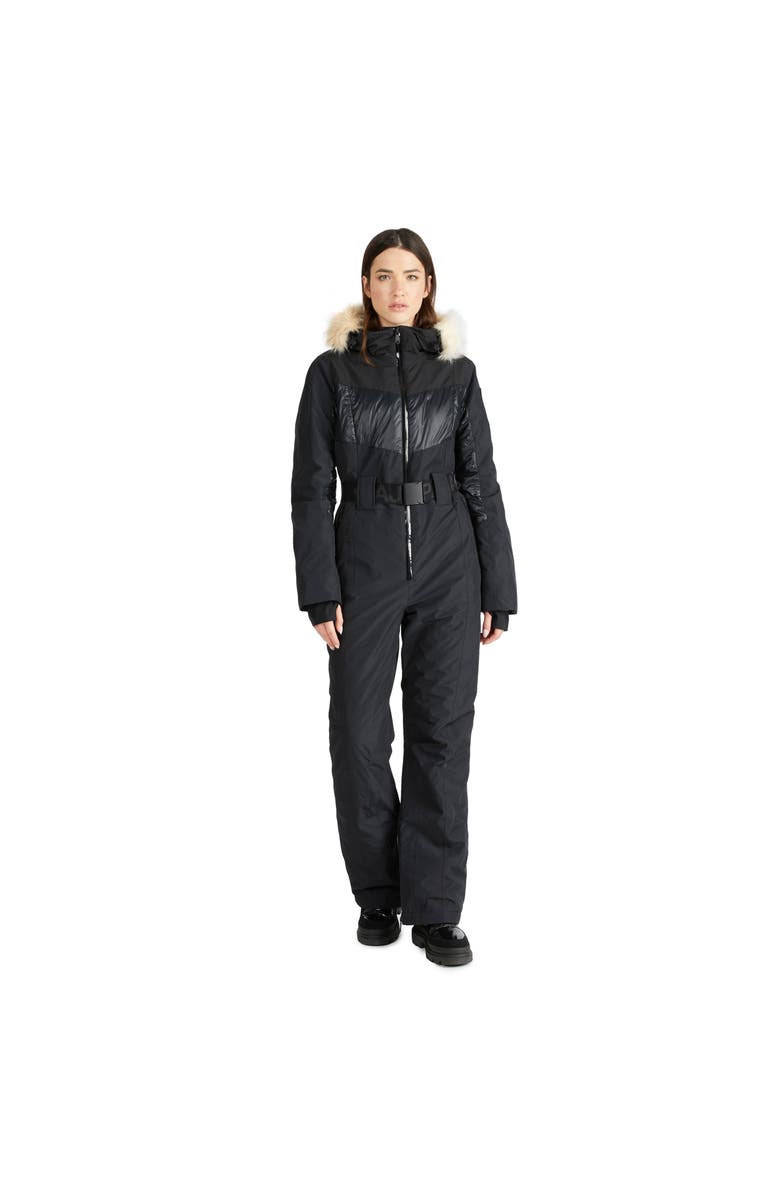 Pajar Pearl Belted Mixed Media Ski Jumpsuit, Main, color, 