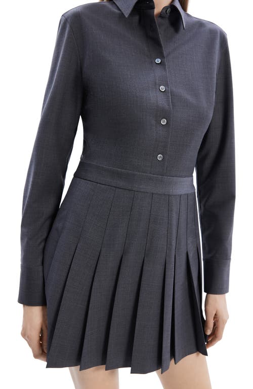 THEORY THEORY LONG SLEEVE PLEATED SHIRTDRESS 