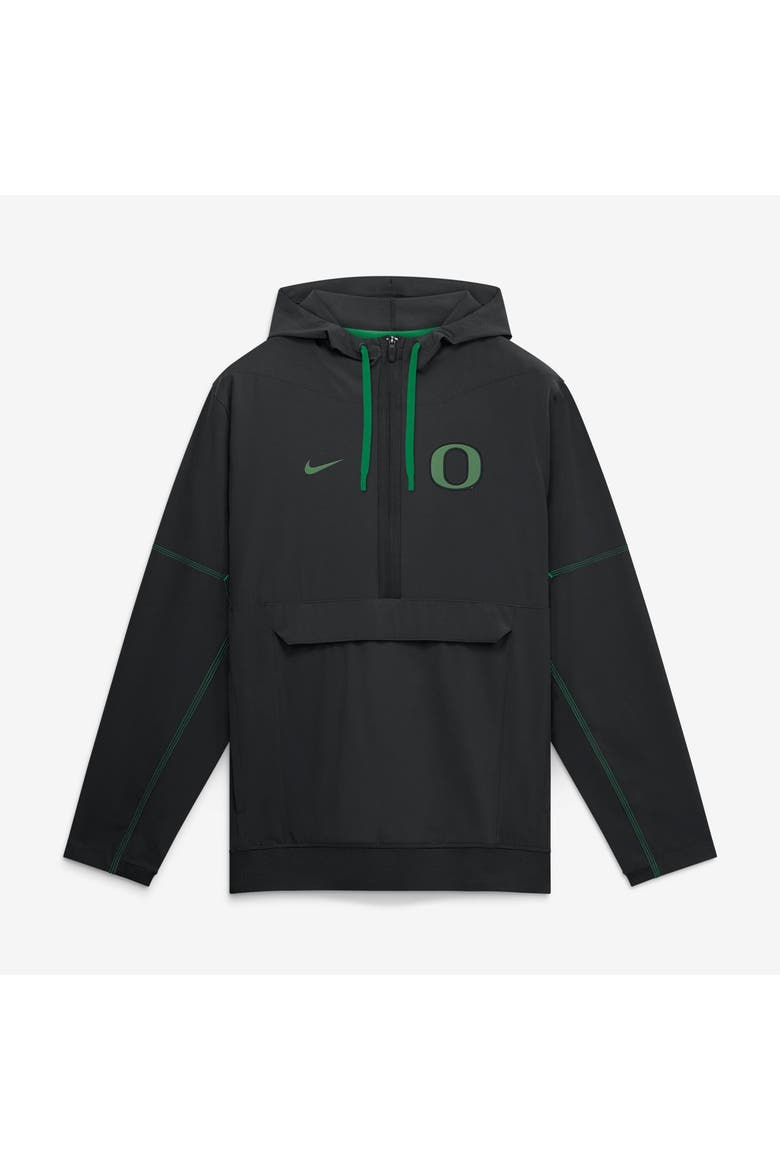Men's Nike Black Oregon Ducks 2026 Sideline Anorak Half-Zip Hooded Jacket, Main, color, Black