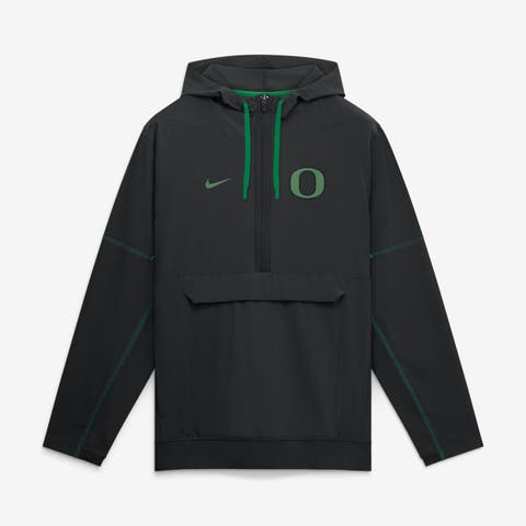 Men's Nike Black Oregon Ducks 2026 Sideline Anorak Half-Zip Hooded Jacket