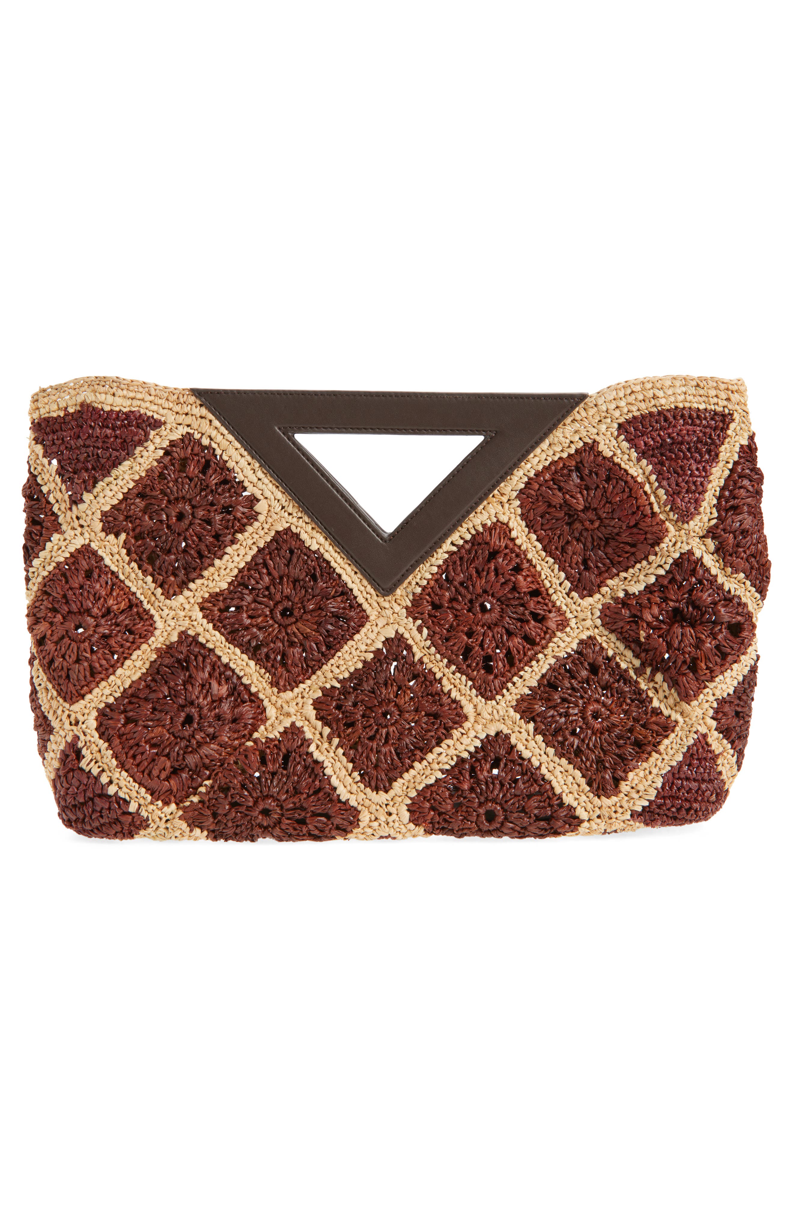 Veronica Beard Vesper Raffia Handbag, Alternate, color, Espresso Multi
