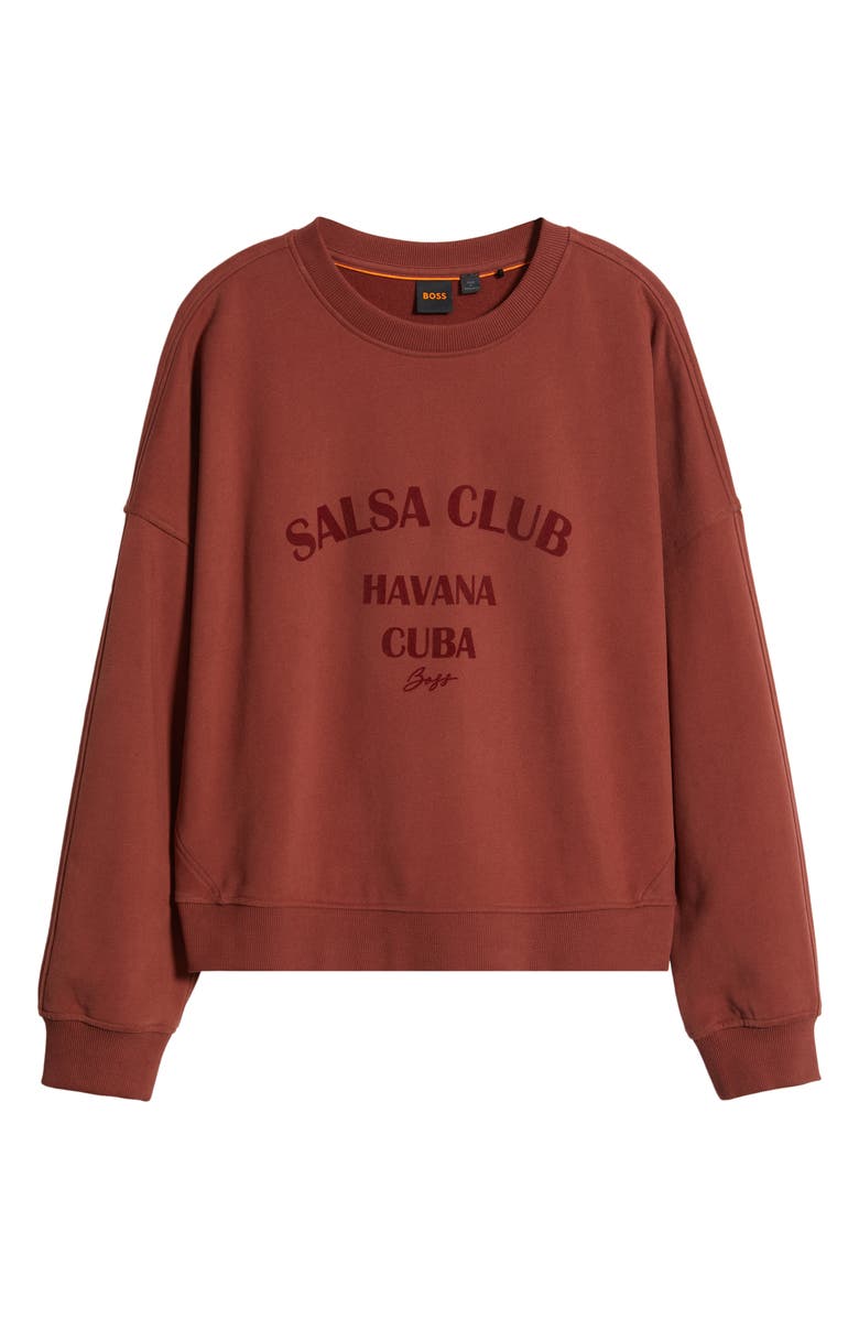 BOSS Orange Ever Salsa Club Graphic Cotton Sweatshirt, Alternate, color, Henna