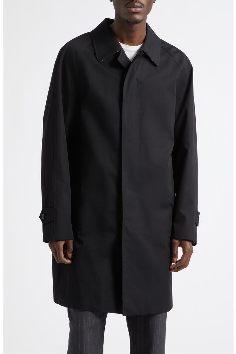 Camden Mid Length Cotton Gabardine Car Coat, Main, color, BLACK