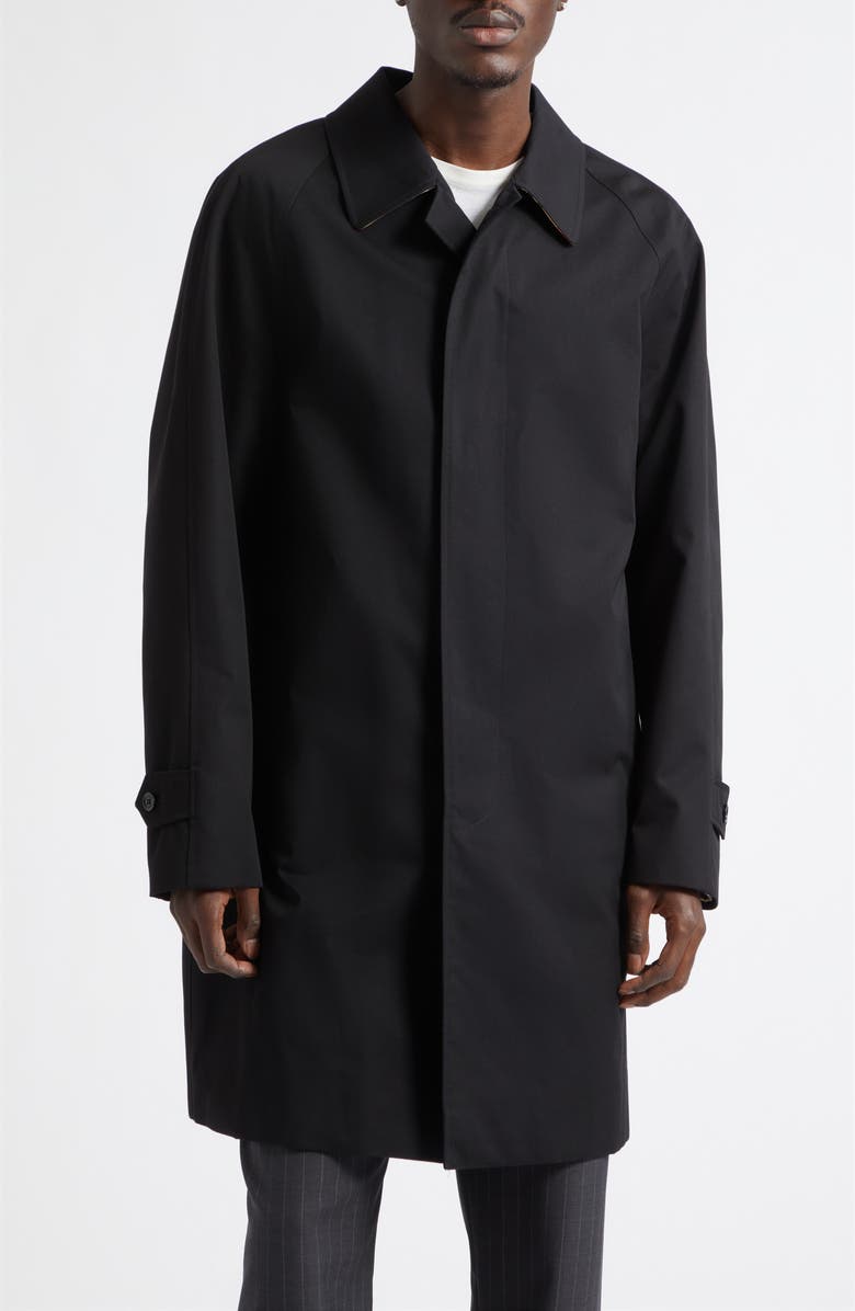 Burberry Camden Mid Length Cotton Gabardine Car Coat, Main, color, Black