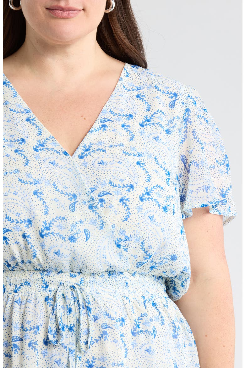 Corinna Paisley Romper, Alternate, color, BLUE-WHITE
