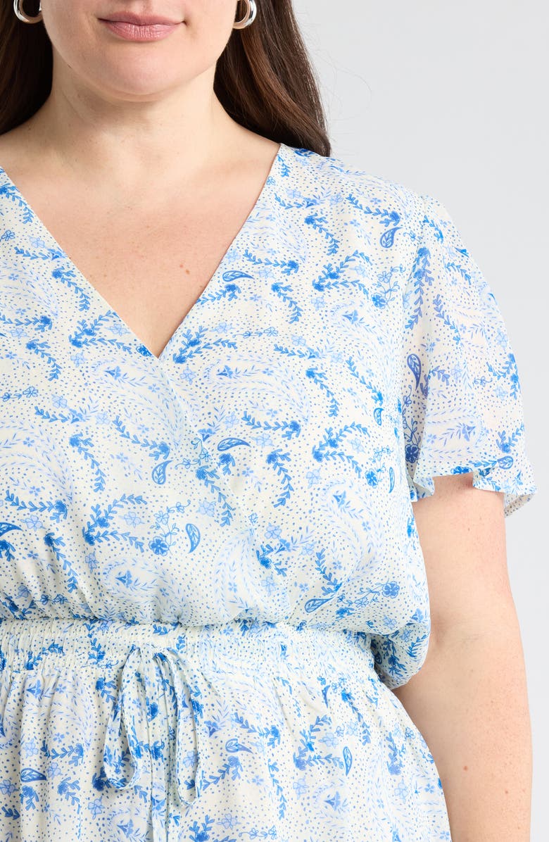 SUGARLIPS Corinna Paisley Romper, Alternate, color, Blue-White